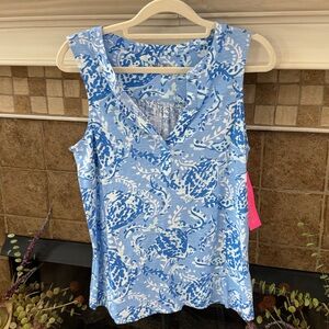 Lilly Pulitzer Essie Blue Peri Turtly Tank Tunic Top
Sleeveless Blouse Medium